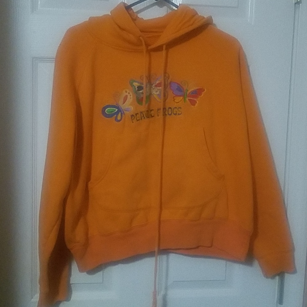 = Orange Peace Frog Butterfly Hoodie …